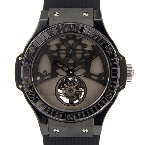 hublot big bang tourbillon black diamond dial men's watch 305.cd.0002.rx.1900|big bang tourbillon 45mm.